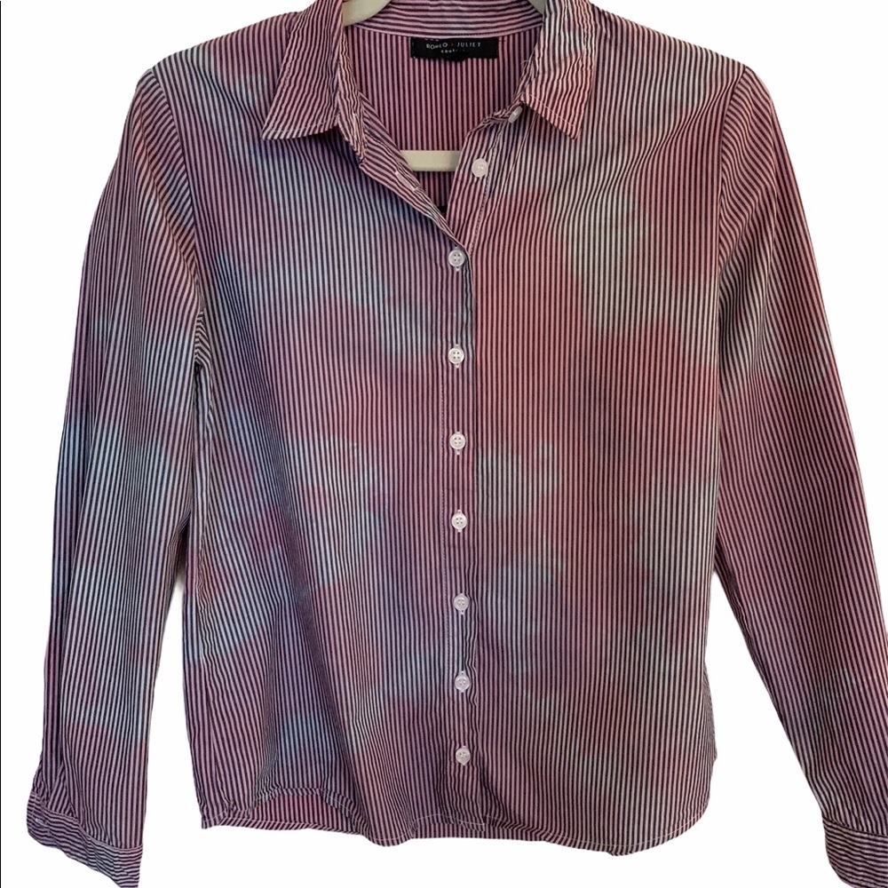 NWT ROMEO &JULIET STRIPED TIEDYE BUTTONDOWN SZ S